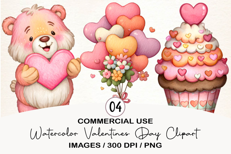 Watercolor Valentines Day Clipart