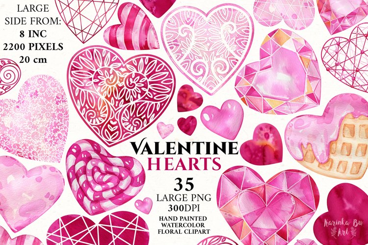 Watercolor Valentines Day Hearts clipart 35 PNG Sublimation