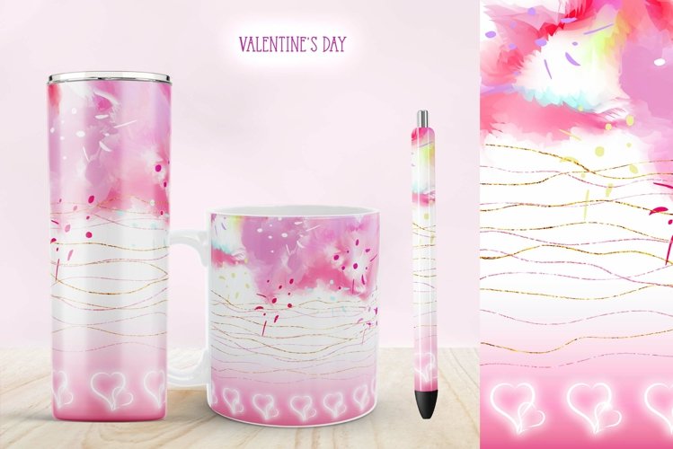 watercolor valentines day sublimation design for tumbler and mug and pen