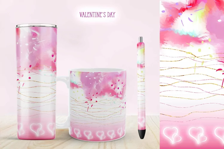 Pink Watercolor Valentines Day Tumbler Sublimation