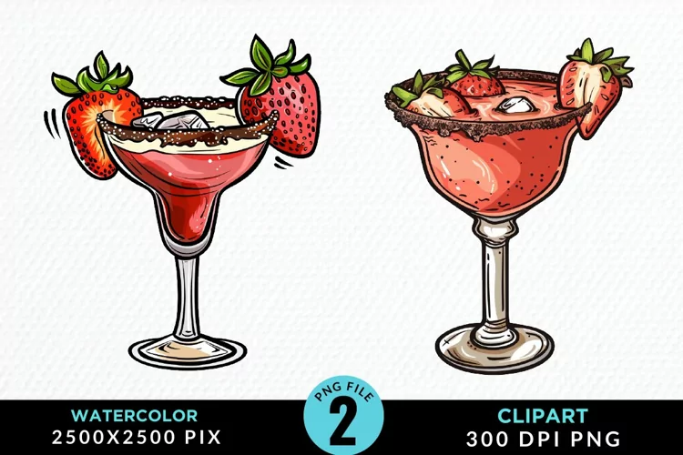 Watercolor Valentines Drinks Collection Clipart