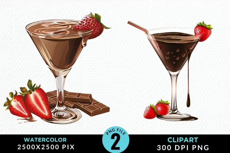 Watercolor Valentines Drinks Collection Clipart