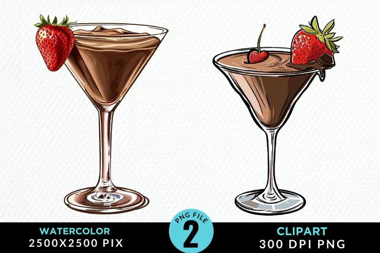 Watercolor Valentines Drinks Collection Clipart