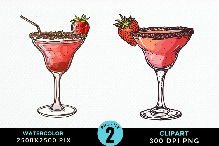 Watercolor Valentines Drinks Collection Art Clipart