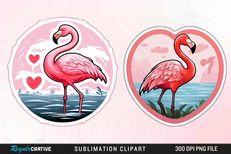 Watercolor Valentines Flamingo Exquisite Clipart