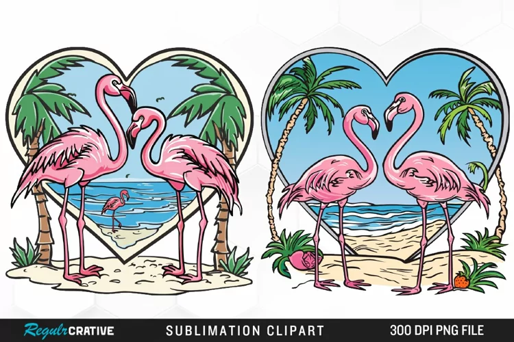 Watercolor Valentines Flamingo Clipart