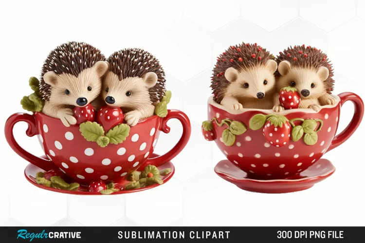 Watercolor Valentines Hedgehog PNG Clipart