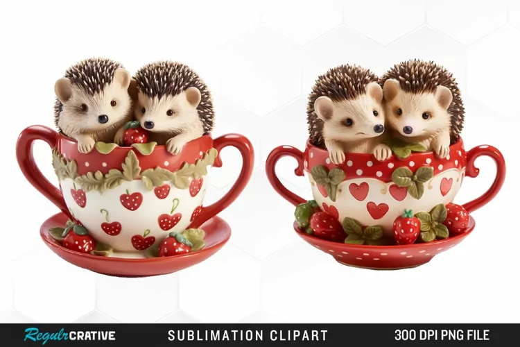 Watercolor Valentines Hedgehog PNG Clipart