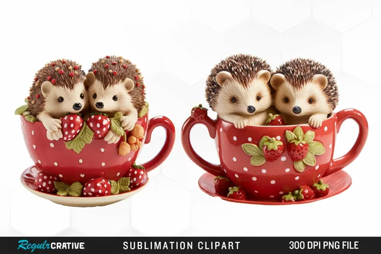 Watercolor Valentines Hedgehog PNG Clipart