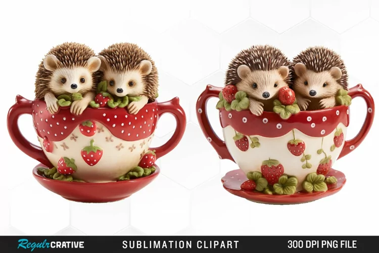 Watercolor Valentines Hedgehog PNG Clipart