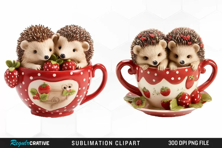 Watercolor Valentines Hedgehog PNG Clipart
