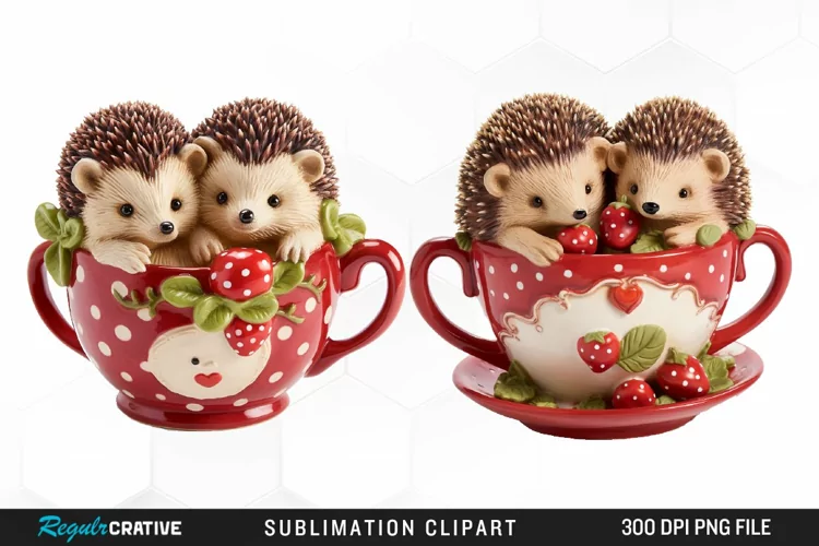 Watercolor Valentines Hedgehog PNG Clipart