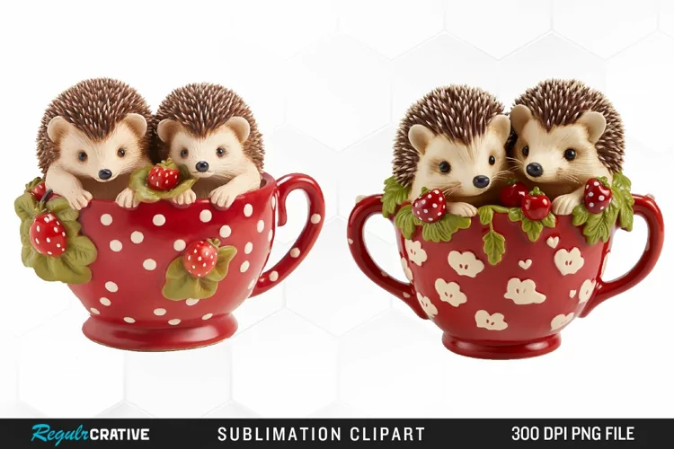 Watercolor Valentines Hedgehog PNG Clipart