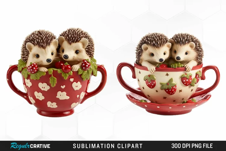 Watercolor Valentines Hedgehog PNG Clipart