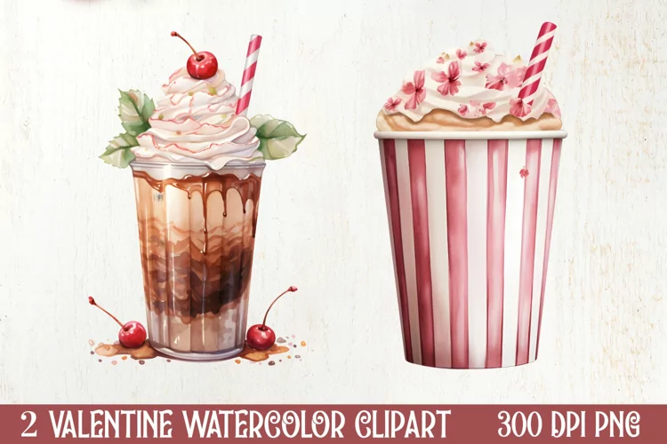 Coffee Latte Valentine Day Clipart, Valentines PN
