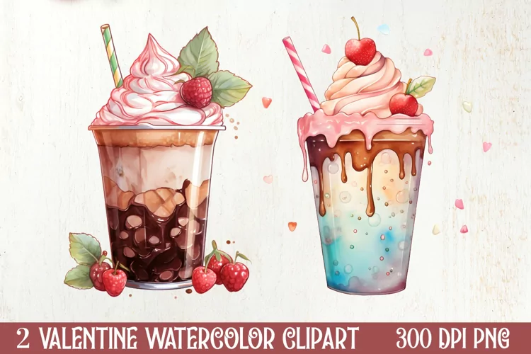 Coffee Latte Valentine Day Clipart, Valentines PN