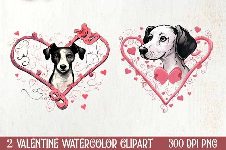 Sweet Pugs Valentine Clipart, Valentines PNG