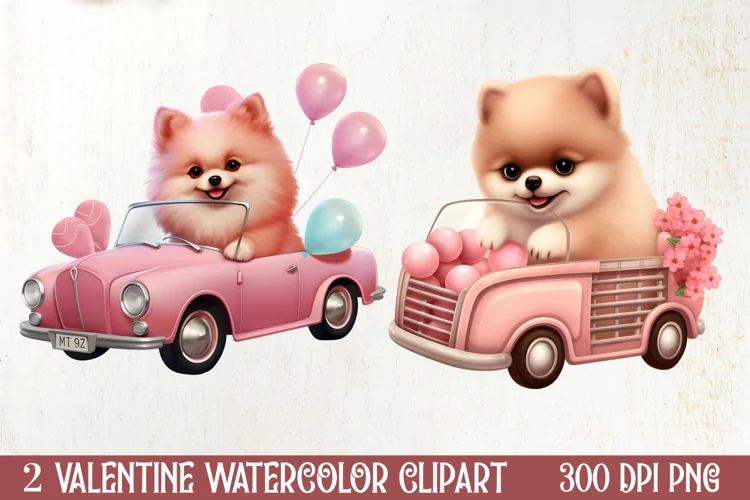 Cute Valentine Pomeranian Puppy, Valentines Clipart