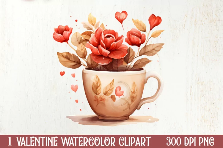 Watercolor Valentines Day Clipart, Christmas Clipart