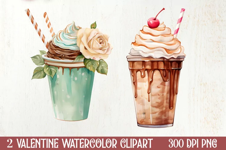 Coffee Latte Valentine Day Clipart, Valentines PN