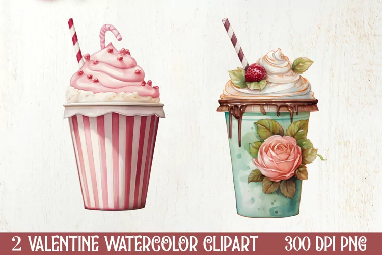 Coffee Latte Valentine Day Clipart, Valentines PN