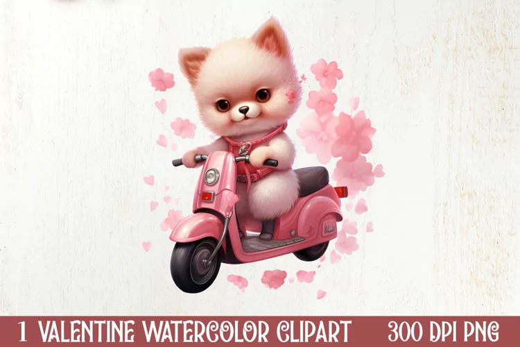 Cute Valentine Pomeranian Puppy, Valentines Clipart