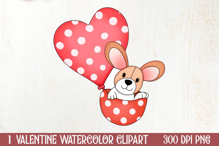 Cute Chibi Corgi Valentine Clipart, Valentines Clipart