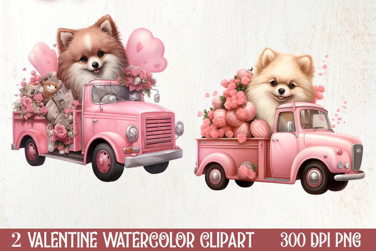 Cute Valentine Pomeranian Puppy, Valentines Clipart example image 1