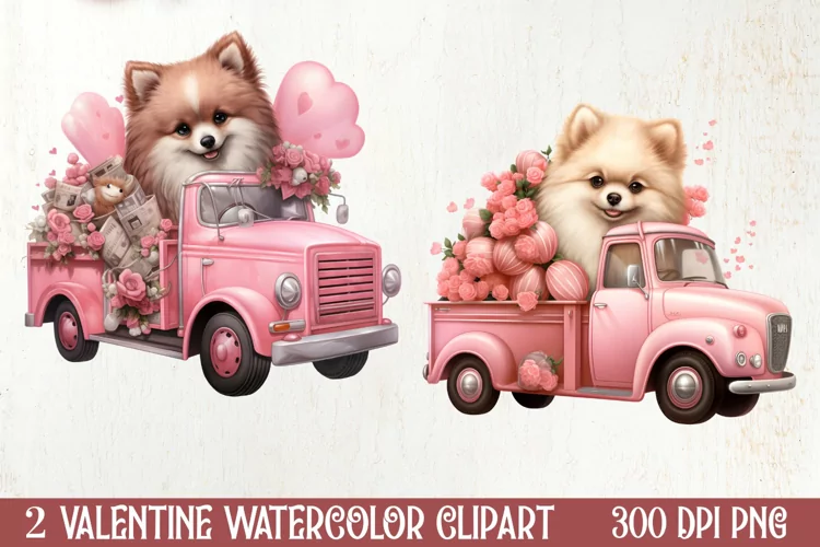 Cute Valentine Pomeranian Puppy, Valentines Clipart