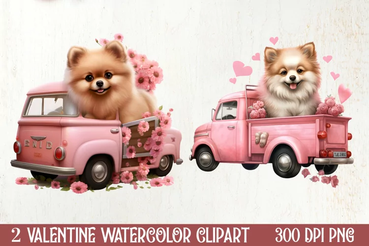 Cute Valentine Pomeranian Puppy, Valentines Clipart