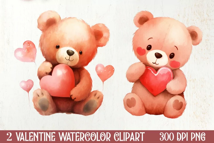 Valentines Day Bear Clipart, Christmas Clipart