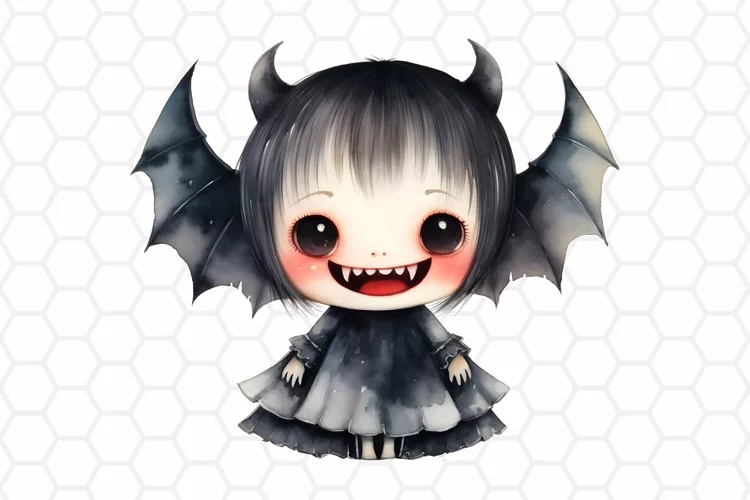 Watercolor Vampire Clipart, Halloween Sublimation PNG
