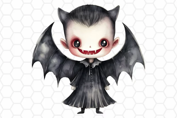 Watercolor Vampire Clipart, Halloween Sublimation PNG