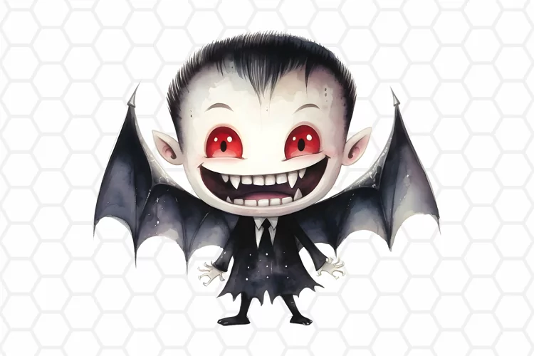 Watercolor Vampire Clipart, Halloween Sublimation PNG
