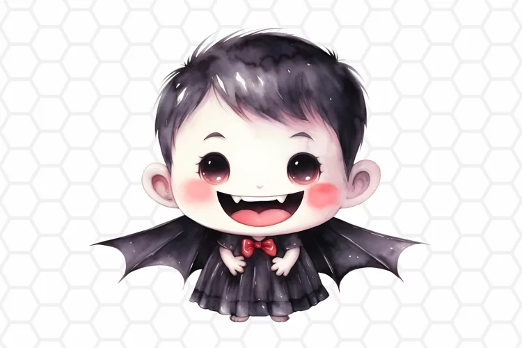 Watercolor Vampire Clipart, Halloween Sublimation PNG