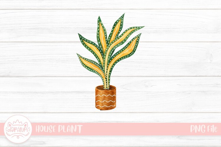 Watercolor Variegated Plant in Pot example image 1