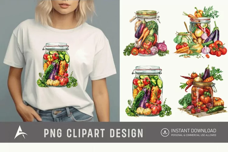 Watercolor Vegetables Jarful Joy Clipart
