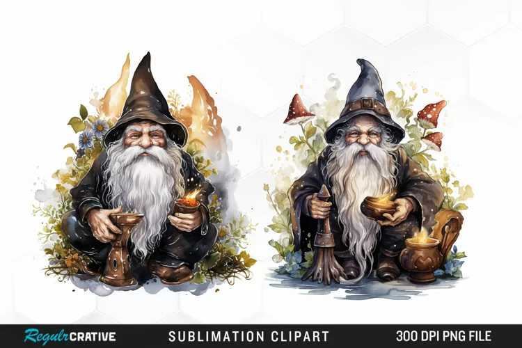 Watercolor Vicar Gnome Art Clipart