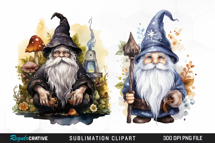 Watercolor Vicar Gnome Art Clipart