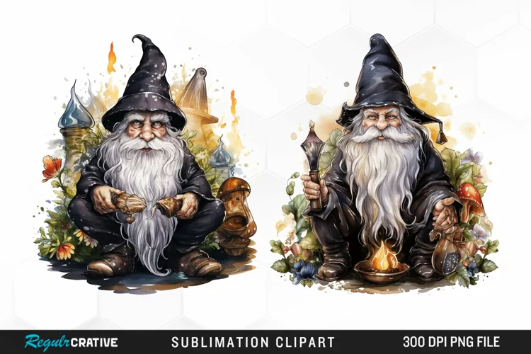 Watercolor Vicar Gnome Art Clipart
