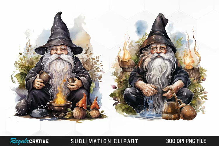 Watercolor Vicar Gnome Art Clipart