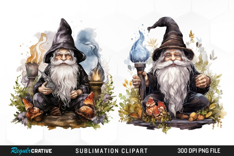 Watercolor Vicar Gnome Art Clipart