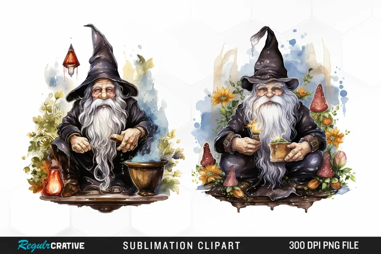 Watercolor Vicar Gnome Art Clipart