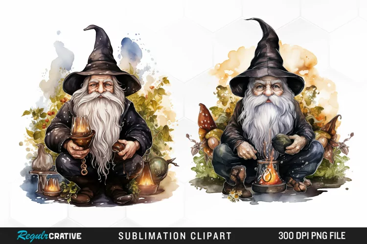 Watercolor Vicar Gnome Art Clipart