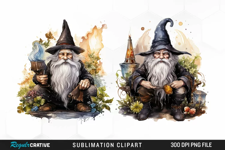 Watercolor Vicar Gnome Art Clipart