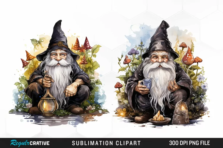 Watercolor Vicar Gnome Art Clipart