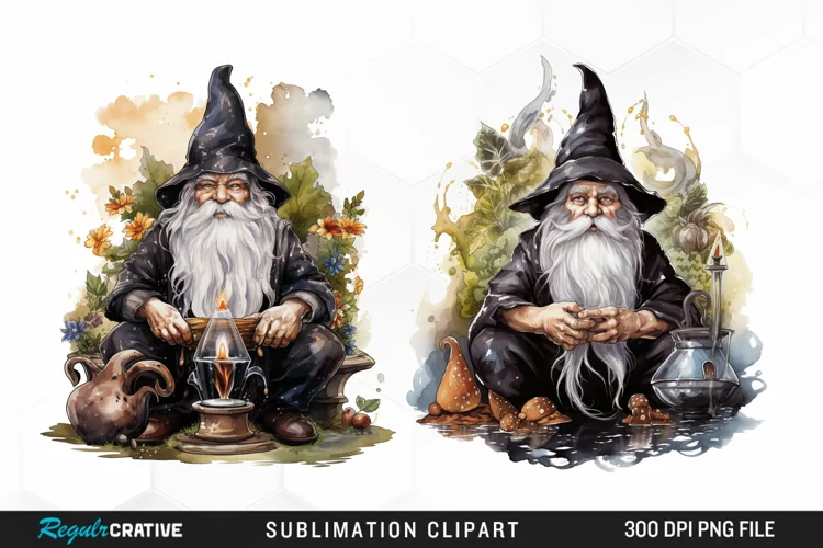 Watercolor Vicar Gnome Art Clipart