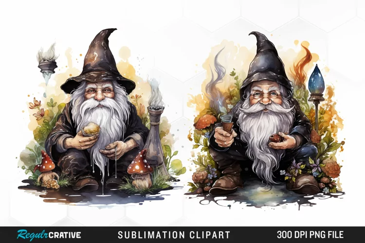 Watercolor Vicar Gnome Art Clipart