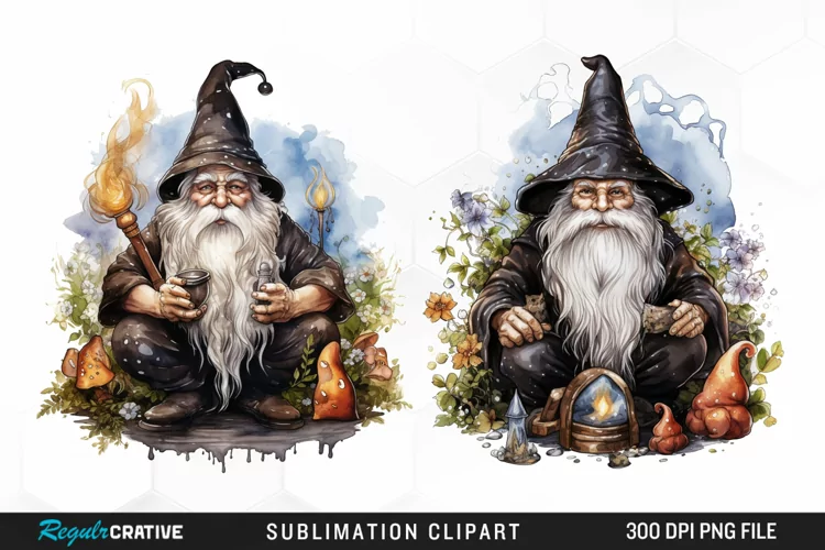 Watercolor Vicar Gnome Art Clipart