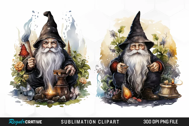 Watercolor Vicar Gnome Art Clipart